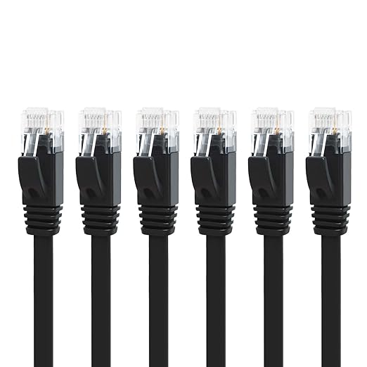 Yauhody CAT 6 Ethernet Cable 5ft 6-Pack Black, High Speed Solid Flat CAT6 by Yauhody