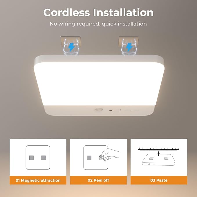 FULEN Motion Sensor Ceiling Light Fixture, Cordless Closet Light Battery - Image 7
