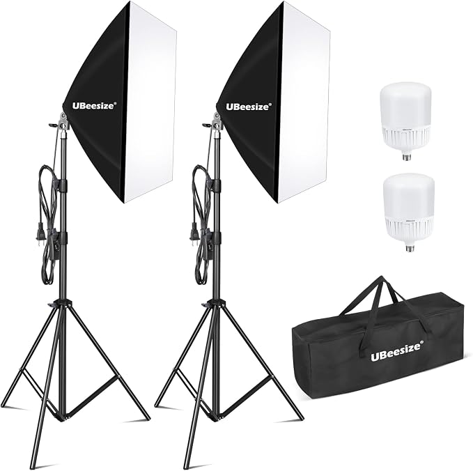 UBeesize Softbox Photography Lighting Kit, 27” x 20” Continuous Lighting Kit by UBeesize