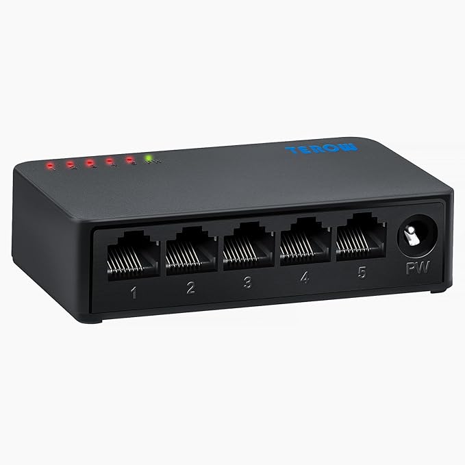 5 Port Gigabit Network Switch, Portable Switch | Plug & Play | Fanless Housing by TEROWTechnology
