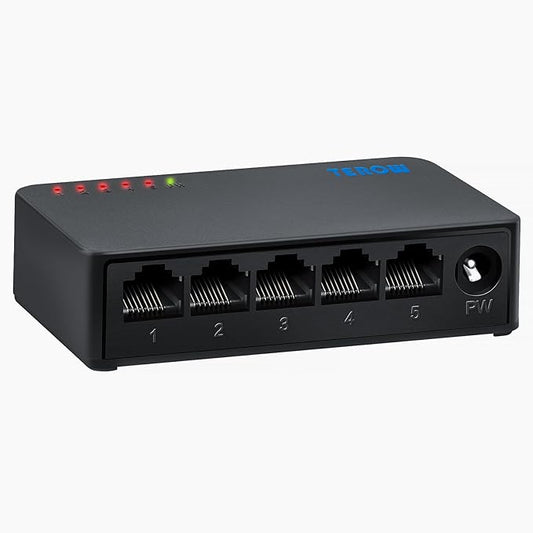 5 Port Gigabit Network Switch, Portable Switch | Plug & Play | Fanless Housing by TEROWTechnology