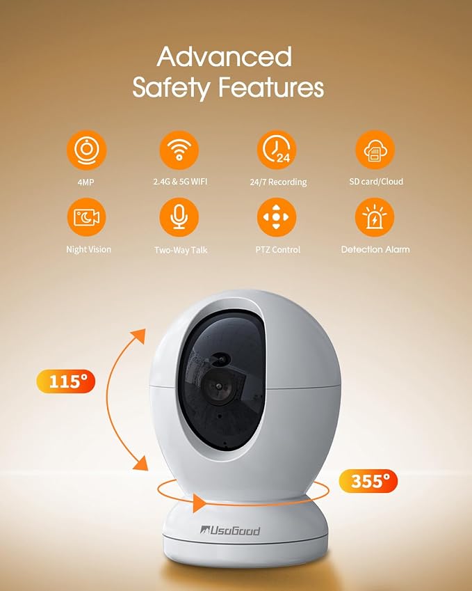 4MP Indoor Security Camera, 360°Pet Camera Indoor, Baby Monitor - Image 2