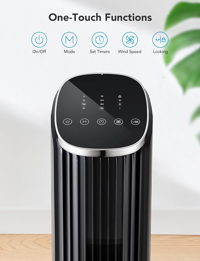GoveeLife Black Tower Fan for Bedroom, Temperature Sensor, 5 Modes 8 Speeds - Image 7