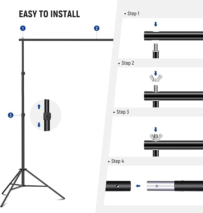 Neewer Photo Studio Backdrop Support System, 10ft/3m Wide 6.6ft/2m High - Image 4