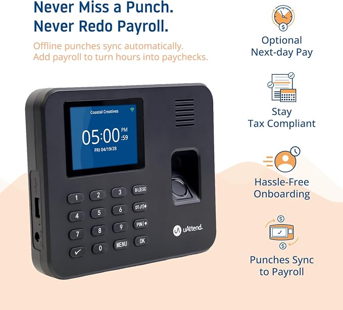 uAttend RE2000 Biometric Time Clock - Image 4