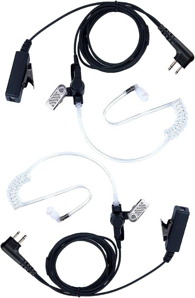 2 Pcs 2-Wire Surveillance Acoustic Tube Walkie Talkie Earpiece/Headset by KEYBLU