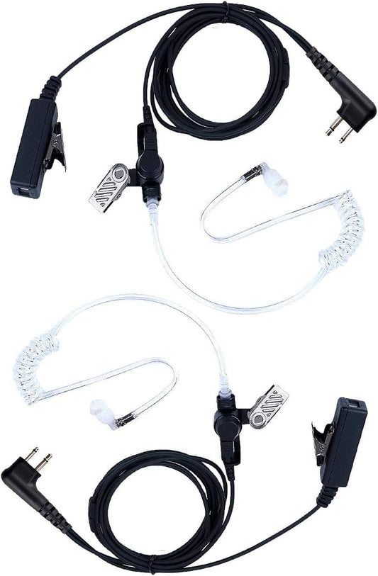 2 Pcs 2-Wire Surveillance Acoustic Tube Walkie Talkie Earpiece/Headset by KEYBLU