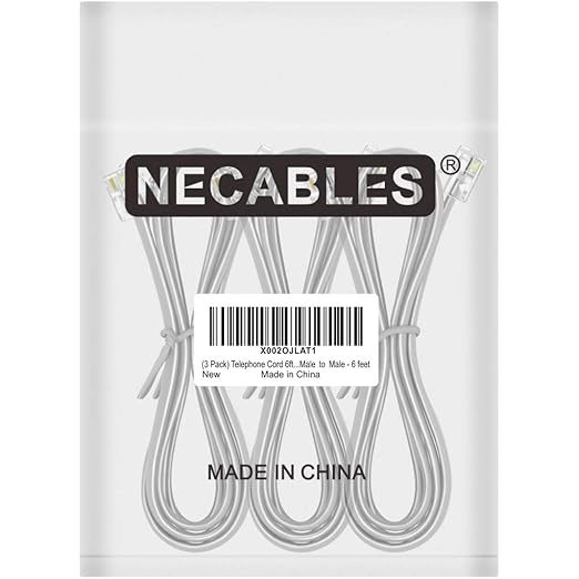NECABLES 3Pack Phone Cord 6ft Telephone Cord Phone Cable RJ11 6P4C Male to Male - Image 4