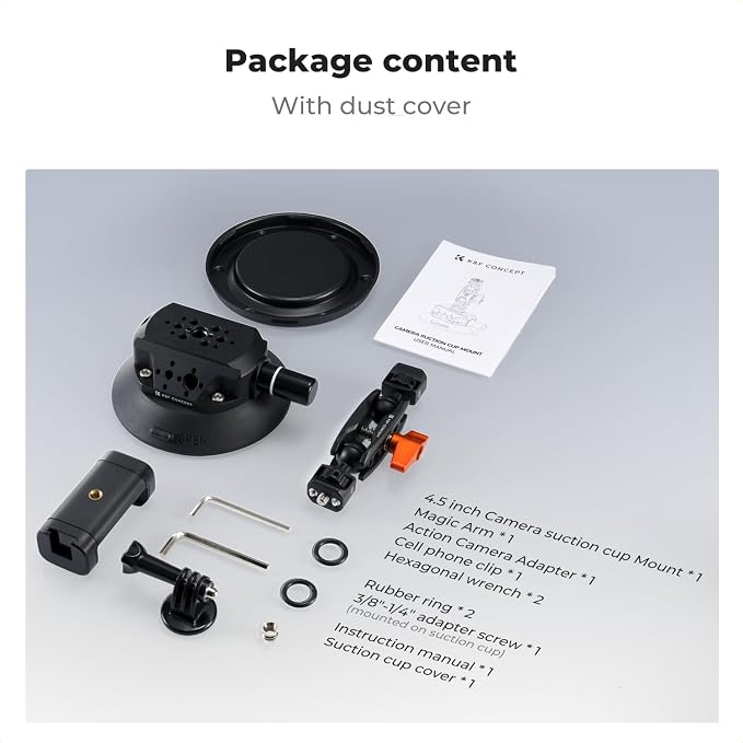 K&F CONCEPT 4.5" Suction Cup Camera Mount - Image 8