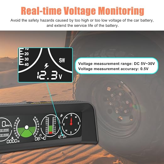 Car Inclinometer for Off-Road Driving Digital GPS Speedometer HUD, Pitch & Roll - Image 6