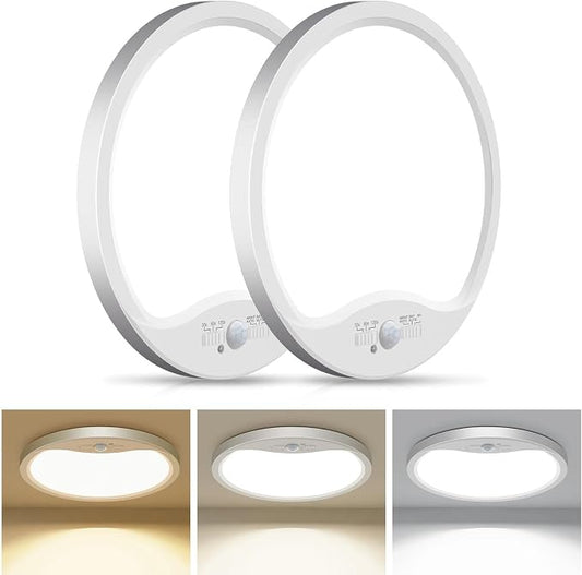 hepside 2 Pack Motion Sensor Ceiling Light Wired, 3000K/4000K/6500K LED Flush by Hepside