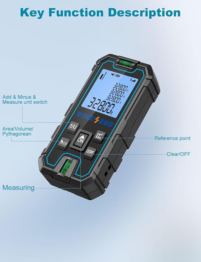 Laser Measure 165 Feet, RockSeed Portable Laser Distance Meter, Digital - Image 5