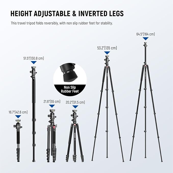 NEEWER Basics 64.5" Horizontal Overhead Tripod Monopod - Image 3
