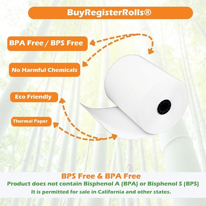 BPS Free Thermal Paper 3 1/8" x 230 ft Climate Friendly Receipt Rolls fits all - Image 4