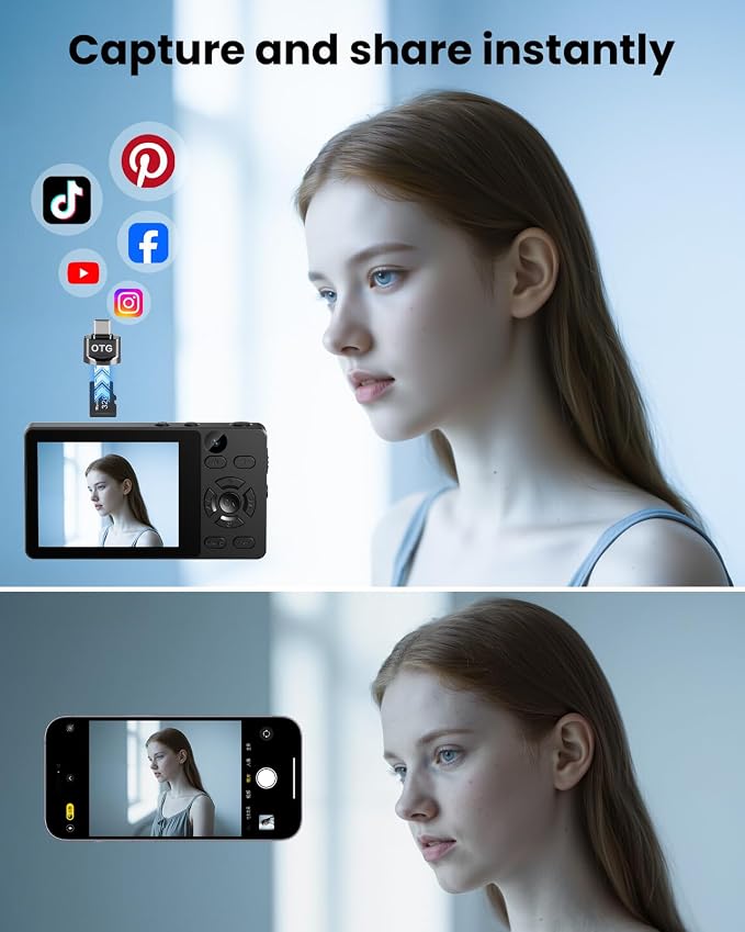 Digital Camera with Front Rear Lens, Autofocus 64MP 4K Camera - Image 7