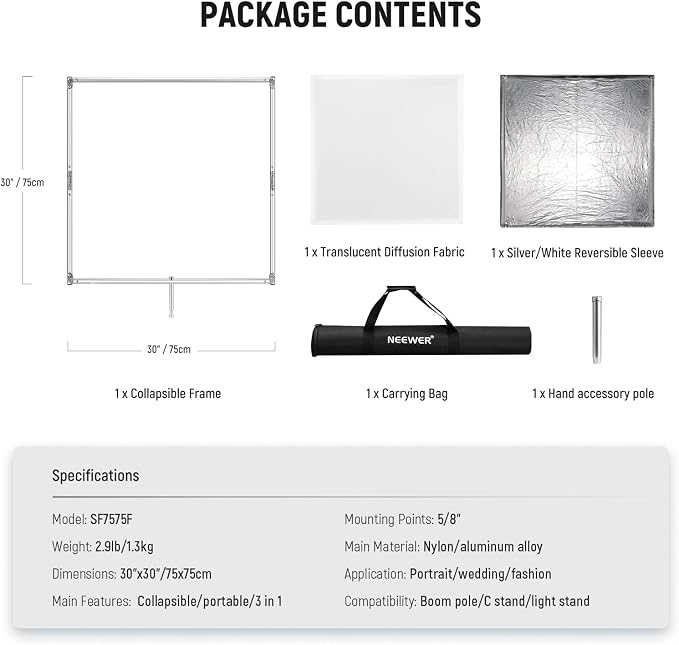 NEEWER Light Diffusion Panel Scrim Kit - Image 8