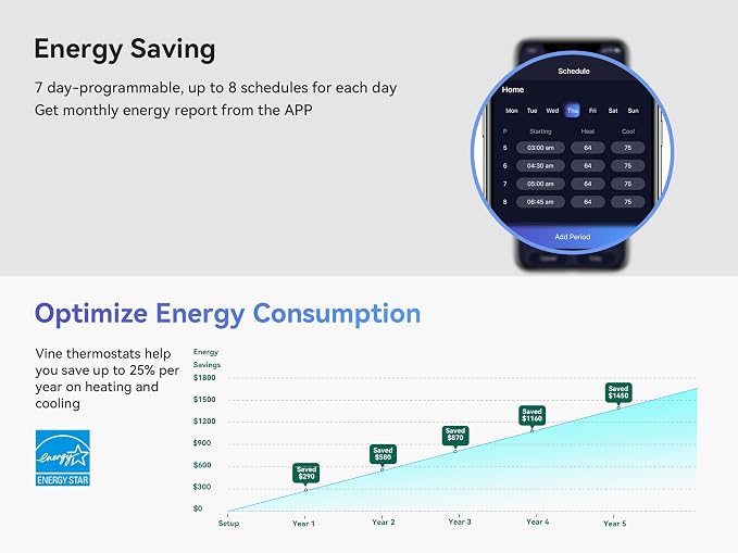 vine Smart Thermostat for House, WiFi Thermostats for Home Compatible - Image 7