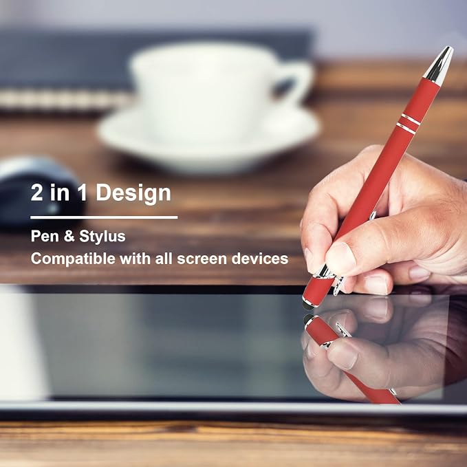 Oddmoal Ballpoint Pen with Stylus Tip, Soft Touch Click Metal Pen, 1.0mm Medium - Image 3