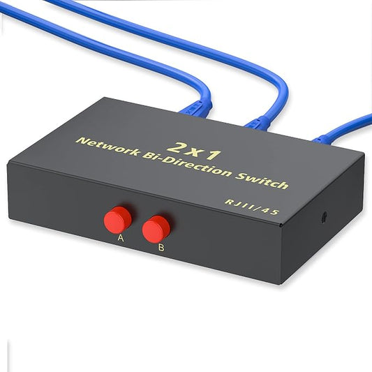 RJ45 Network Switch Selector 2x1 Ethernet RJ45 Network Switch Splitter Selector by Kisdoo