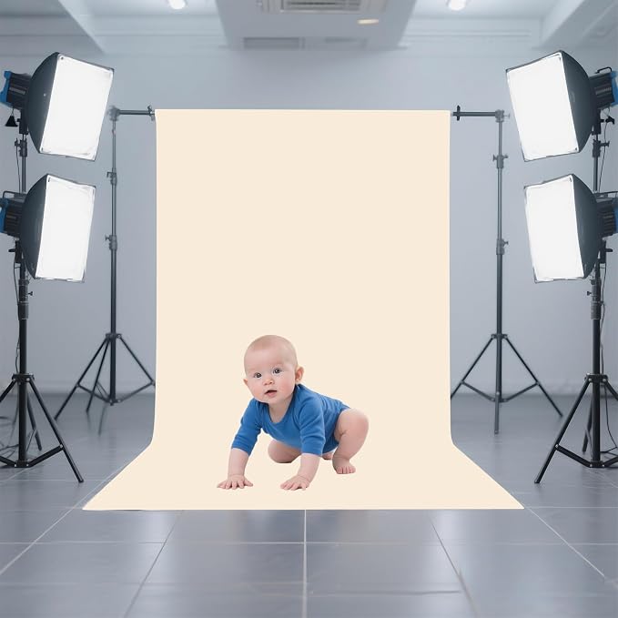 Cream Photo Backdrop for Photoshoot, Cream Photography Backdrop for Portraits - Image 2