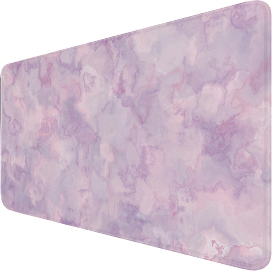 Large Extended Gaming Mouse Pad with Stitched Edges, (31.5X15.7In) Durable Non-Slip Natural Rubber Base, Waterproof Computer Keyboard Pad Mat for Esports Pros/Gamer/Desktop/Office/Home, Marble Purple