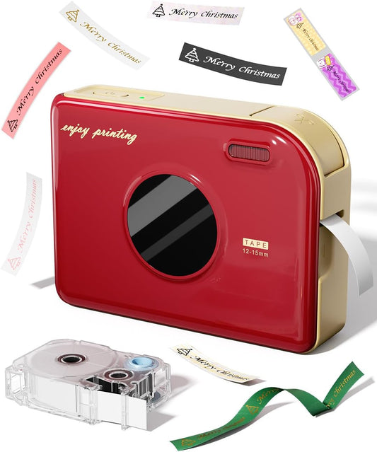 Phomemo A30 Label Laker Machine with Tape, Mini Bluetooth Portabel Color Text Label Printer, Smart Thermal Transfer Printing Sticker Printer for Christmas Decorations Home Office Small Business School