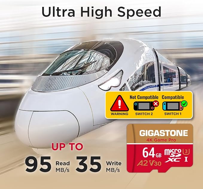 【For Switch 1 Only】GIGASTONE 64GB Micro SD Card, 4K Game Pro, MicroSDXC Memory - Image 3
