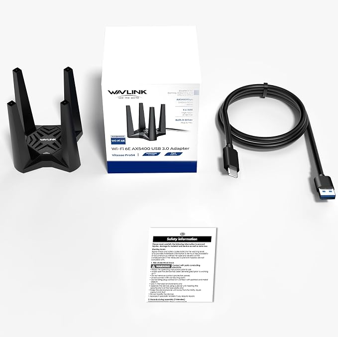 WAVLINK AX5400 USB WiFi 6E Adapter, Tri-Band 6GHz/5GHz/2.4GHz WiFi Adapter - Image 9