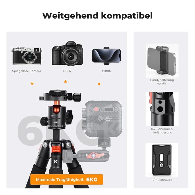 K&F CONCEPT Mini Desk Tripod, 21.6'' Compact Small Tripod - Image 7