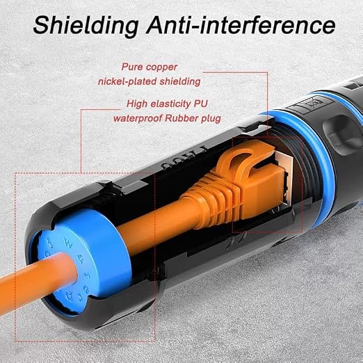 IP68 Waterproof RJ45 Coupler, Shielded Pure Copper Waterproof Ethernet Coupler - Image 3