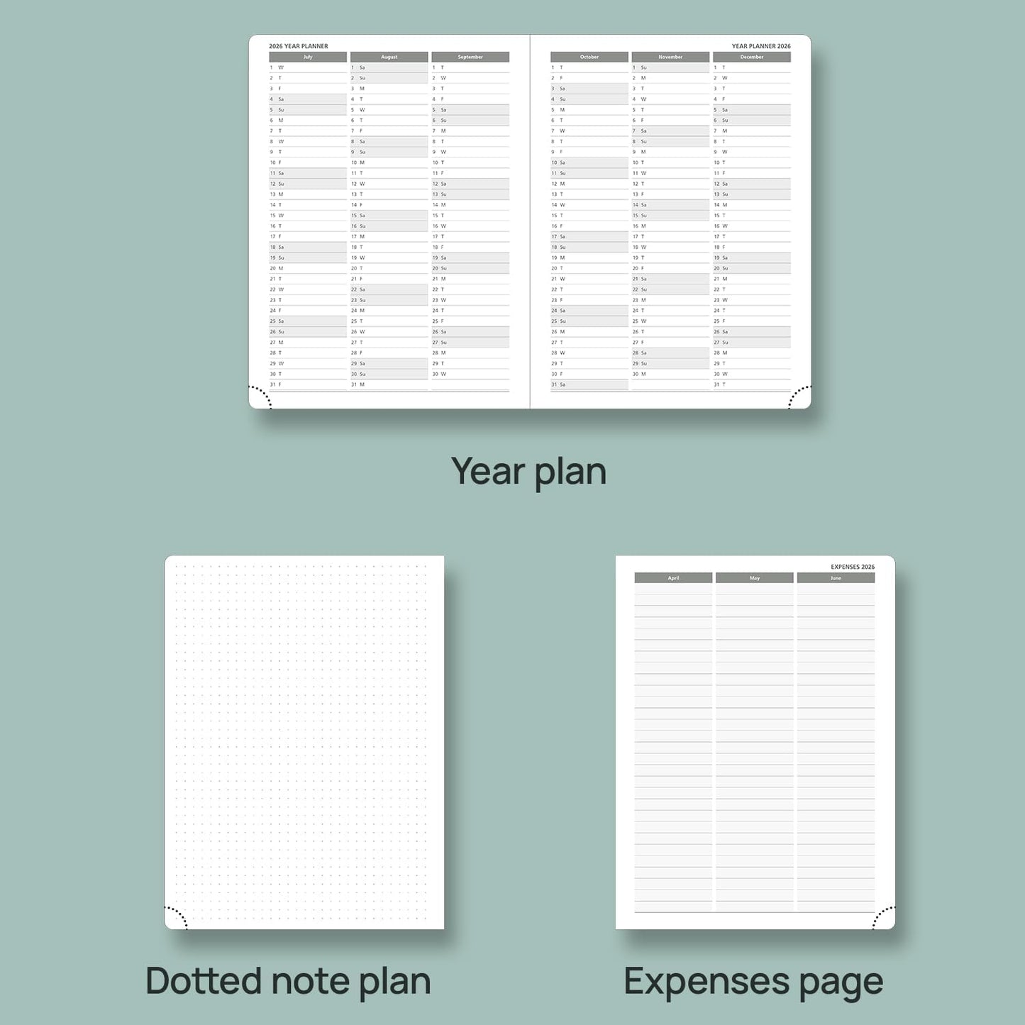 POPRUN Planner 2025-2026 (Medium - 6.5'' x 8.5'') Academic Weekly Calendar (July 2025 - June 2026) with Hourly Time Slots, Monthly Tabs, 100GSM Thick Papers, Leather Soft Cover - Grey