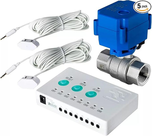 Water Leak Detector with 3/4” Brass Automatic Shut-Off Valve, Leak Alarm System by Unknown