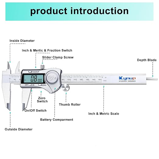 Kynup Digital Caliper 6 Inch Measuring Tool, Professional Stainless Steel - Image 5