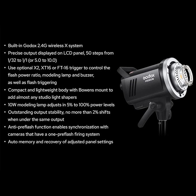 Godox MS300V MS300-V Compact Studio Strobe Flash Light - 300W - Image 3