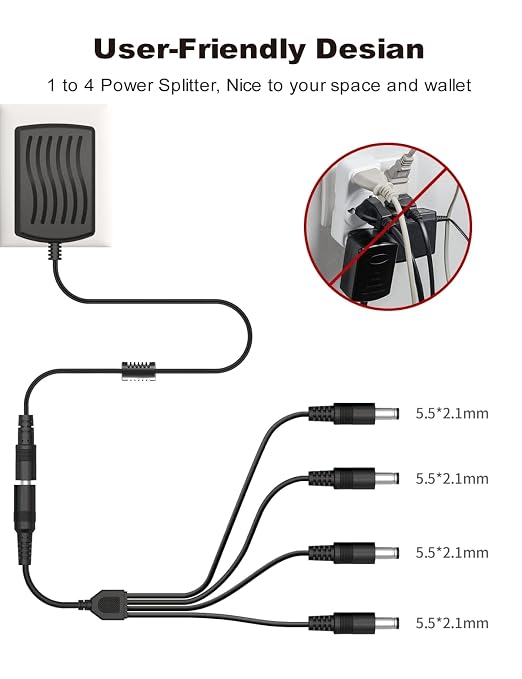 Lonnky DC 12V 2A Security Camera Power Adapter Combine - Image 5