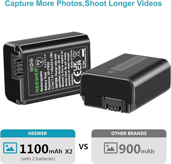 NEEWER NP-FW50 Camera Battery Charger Set Compatible - Image 4