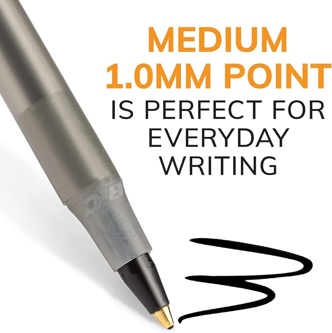 BIC Round Stic Xtra Life Black Ballpoint Pens, Medium Point, 36-Count Pack of - Image 5
