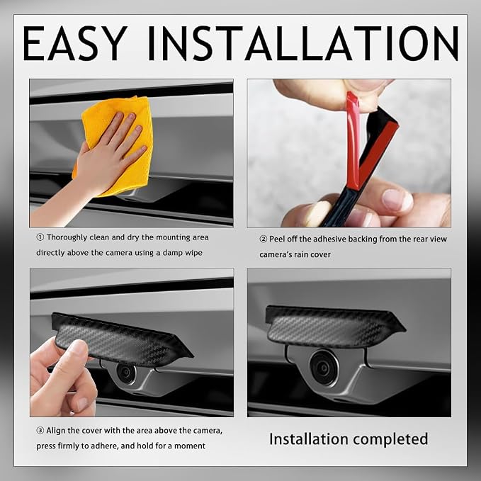 2PCS Carbon Fiber Backup Camera Rain Shield, Backup Camera - Image 3