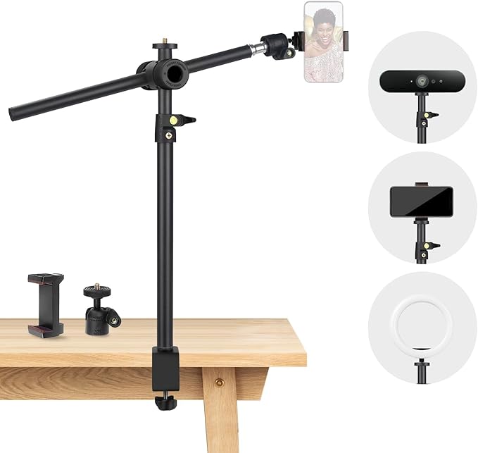 Overhead Camera Mount Desk Stand, Camera Arm Desk Mount Clamp Stand by JEBUTU