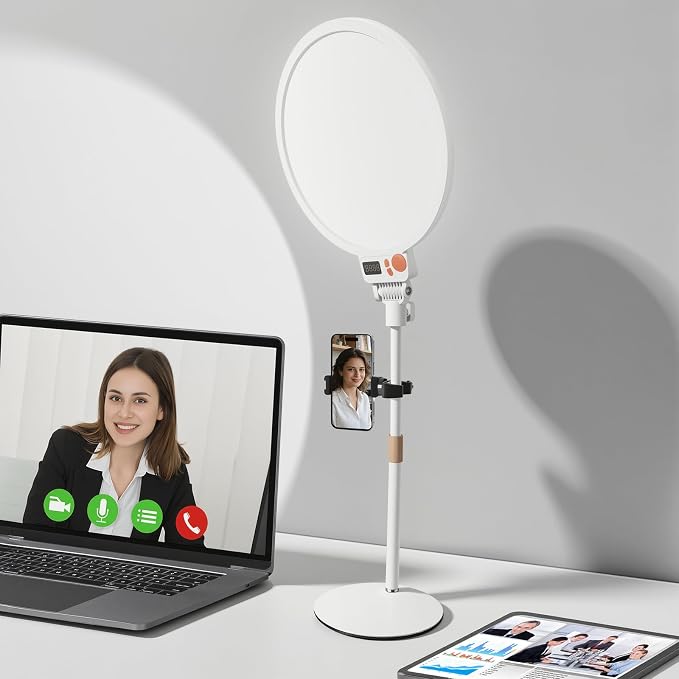 12" Large Ring Light with Stand, 7000K Full-Screen Selfie Light Ring with Phone by Heliora