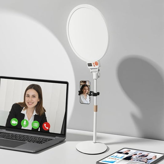 12" Large Ring Light with Stand, 7000K Full-Screen Selfie Light Ring with Phone by Heliora