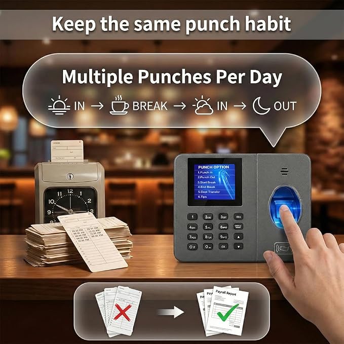 App-Controlled Time Clock with 5s Fast Connection, Edit Records, Set Rules & - Image 8