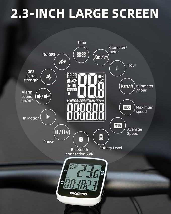 ROCKBROS Bike Computer Bike Speedometer GPS Wireless Cycling Computer - Image 3