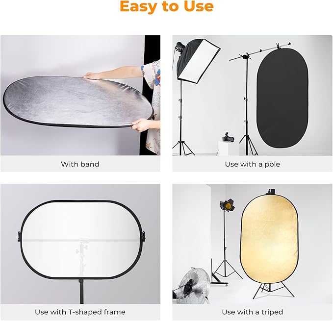 K&F CONCEPT 40" x60” 5-in-1 Oval Foldable Reflector - Image 4
