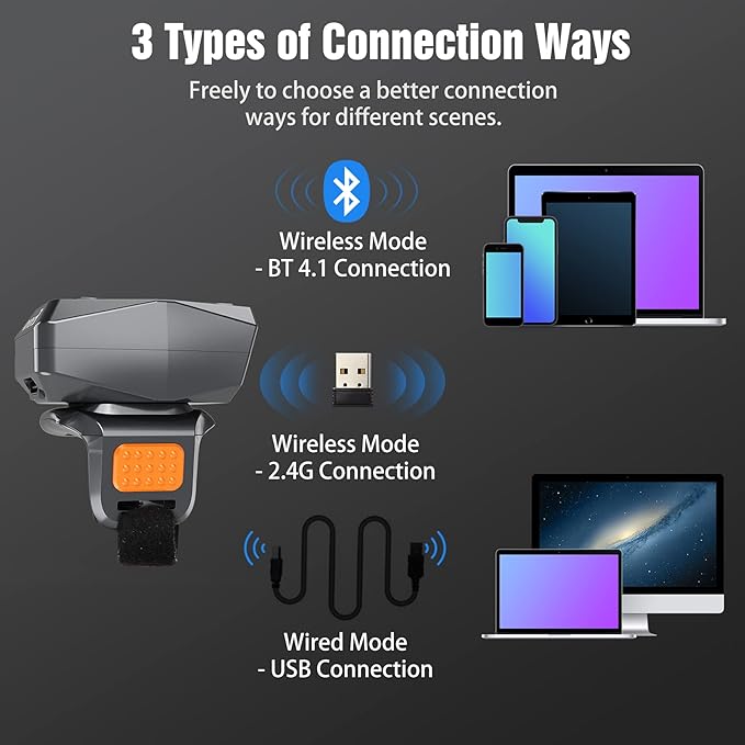 Eyoyo 2D Bluetooth Ring Barcode Scanner, Wearable Wrist Finger Wireless Scanner - Image 4