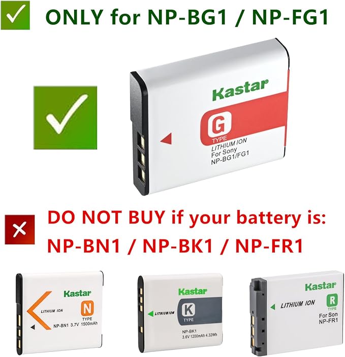 Kastar NP-BG1 NP-FG1 Battery + Slim USB Charger - Image 2