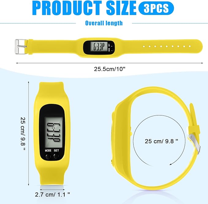 Silicone Fitness Tracker Watch 3 Pcs Walking Running Pedometer Calorie Burning - Image 2