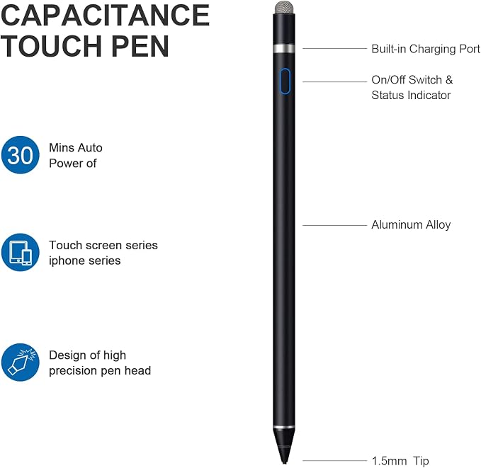 Active Stylus Pens for Touch Screens, Active Pencil Smart Digital Pens Fine - Image 2