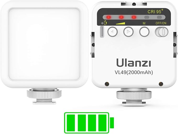 ULANZI VL49 2000mAh LED Video Light w 3 Cold Shoe, Rechargeable Soft Light Panel by ulanzi
