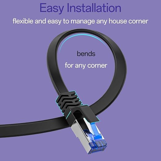 Cat8 Flat Ethernet Cable 3 FT Indoor & Outdoor, Invisable Ultra-Thin Ethernet - Image 5